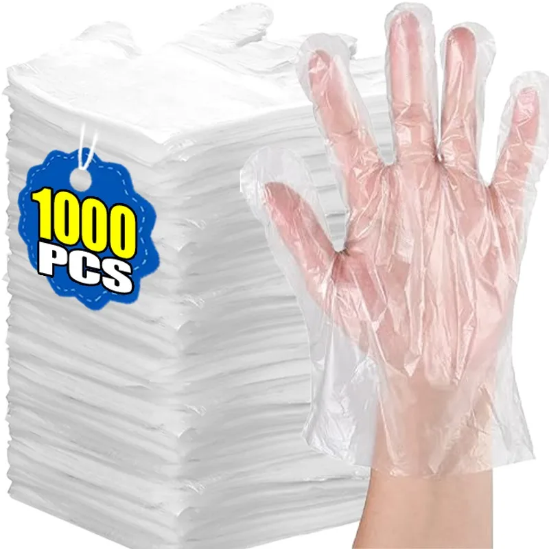 1000/100 шт. пластиковые одноразовые перчатки пищевые прозрачные одноразовые перчатки для жареной курицы, пиццы, барбекю, варежки, кухонная посуда
