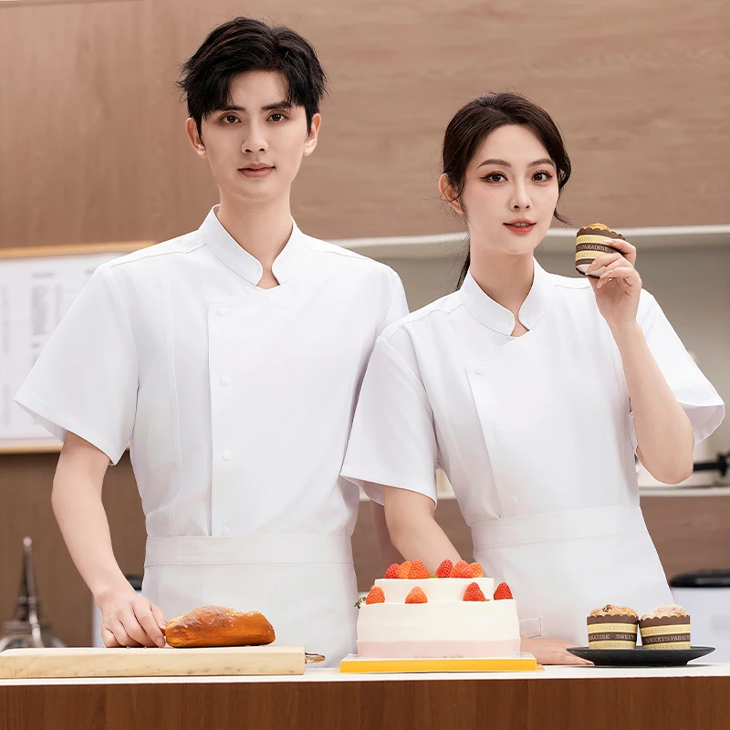 프리미엄 요리사 유니폼 주방 의류 5% 신축성, 얼룩 방지 및 통기성 호텔 작업복 베이커 카페 작업복