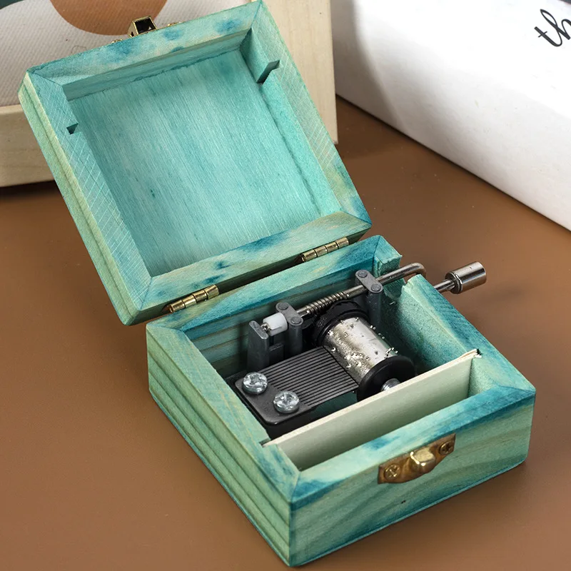 Percepção musical infantil brinquedos de madeira bonito gatinho filhote de cachorro mão manivela caixa de música retro instrumento musical de madeira caixa de música