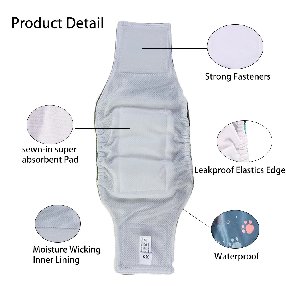 Washable Pet Dog Diapers Males Absorbent Adjustable Puppy Big Dog Physiological Pants for Dogs Reusable Pets Dogs Panties Shorts