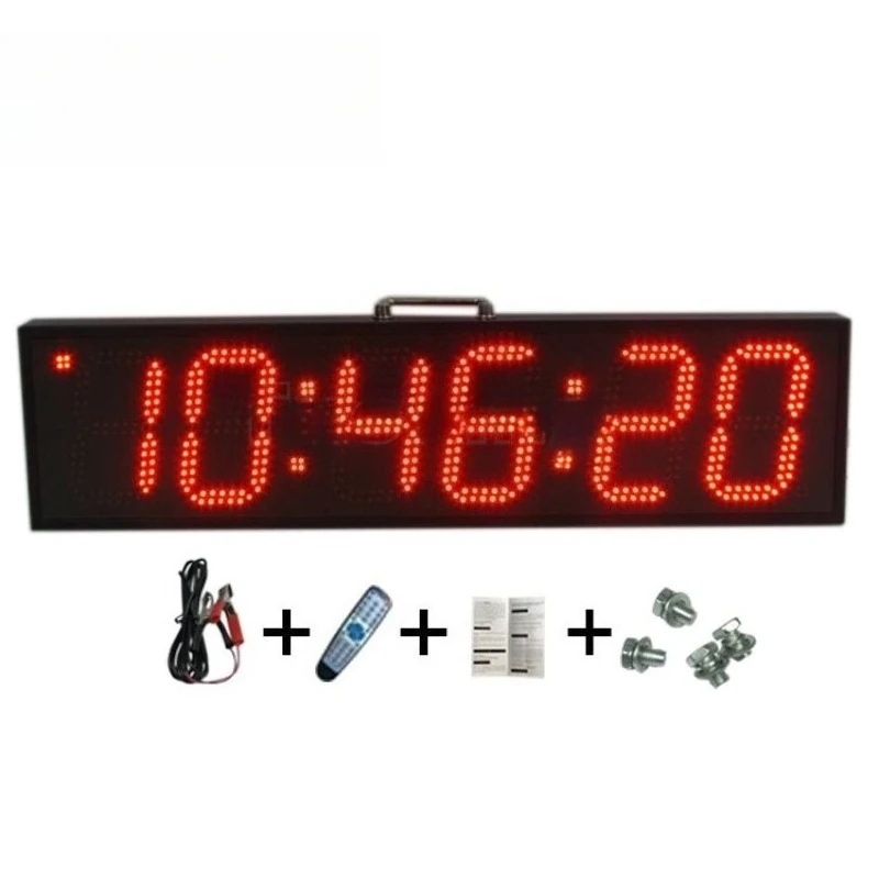 Portable 6-inch red double-sided LED super bright multi-function countdown timer remote control 6-digit display, suitable for