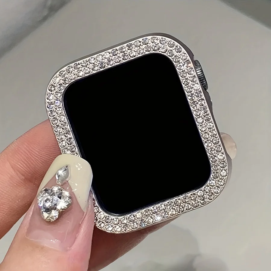 

Чехол Double Diamond Hollow Case для Apple, стильный и очаровательный серебристый чехол для женщин, украшенный декоративными элементами.