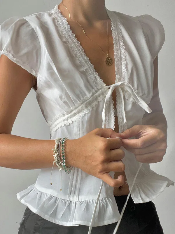 

Милый кружевной галстук с V-образным вырезом Bubble ort Sve Женский гладкий крой свободного покроя из полиэстера Bubble Sve Pure Desire Sle Китайский заказ