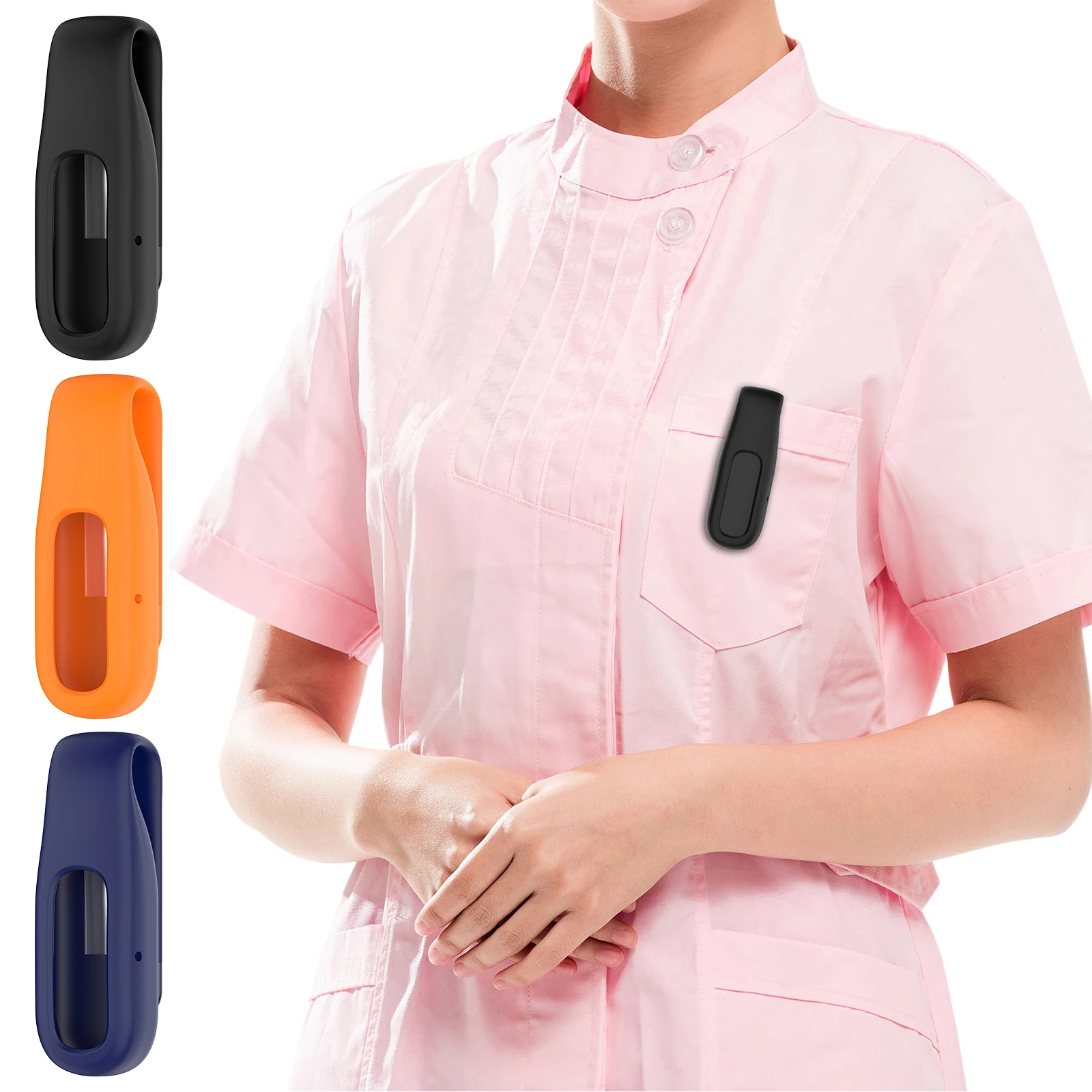 Silicone Steel Clip Holders For Google Fitbit Air Soft Silicone Clip Clasps 360Degree Protection Clips Case for Work Daily Use view 2