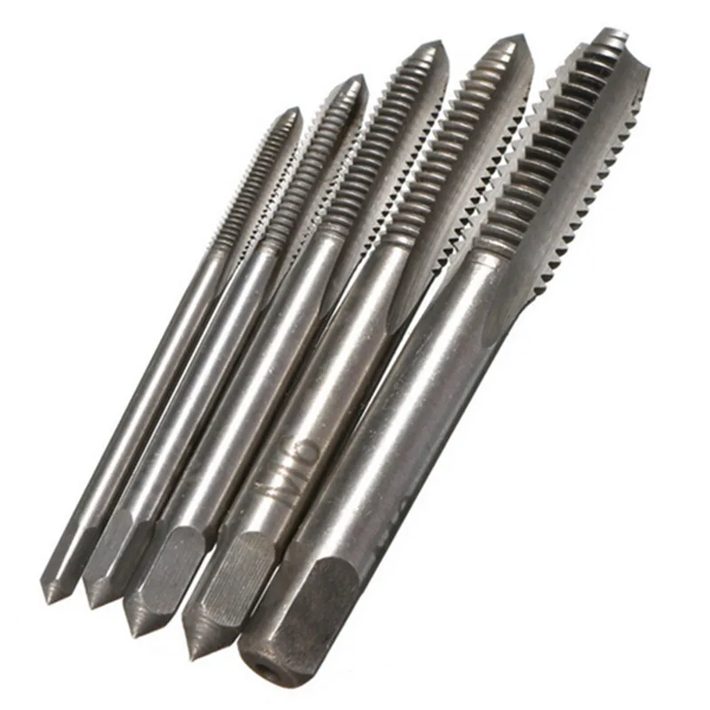 5Pcs Tap Metric Male Thread Plug HSS Screw Mechanical Workshop Tools Key Kit Straight Slot Impact Head Drill Bit M3 M4 M5 M6 M8