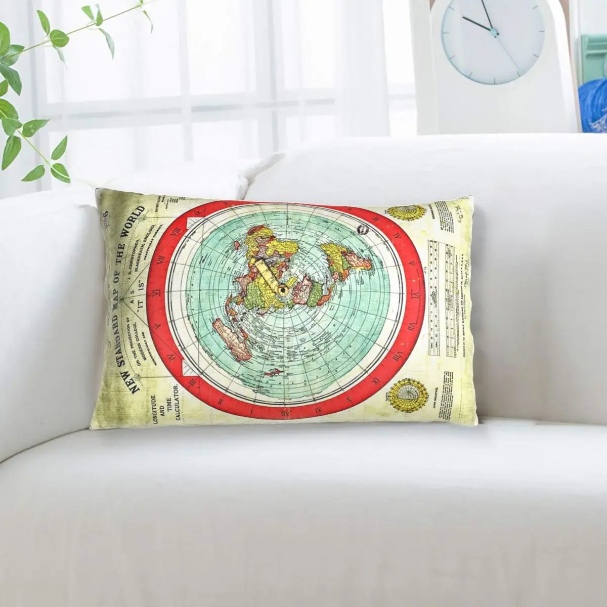 Gleason 1892 Flat Earth Map Research Flat Earth Rectangle Pillowcase Cushion Cover Decorative Bedroom Bed Home Throw Pillow