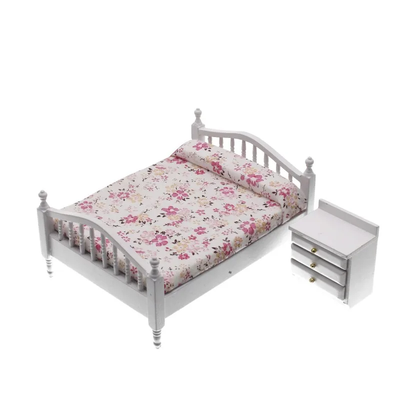Meubles miniatures pour maison de poupée 1:12, ensemble de chambre à coucher, scène de bricolage, décoration de jeu, modèle réaliste, décor pour fille, jouet cadeau