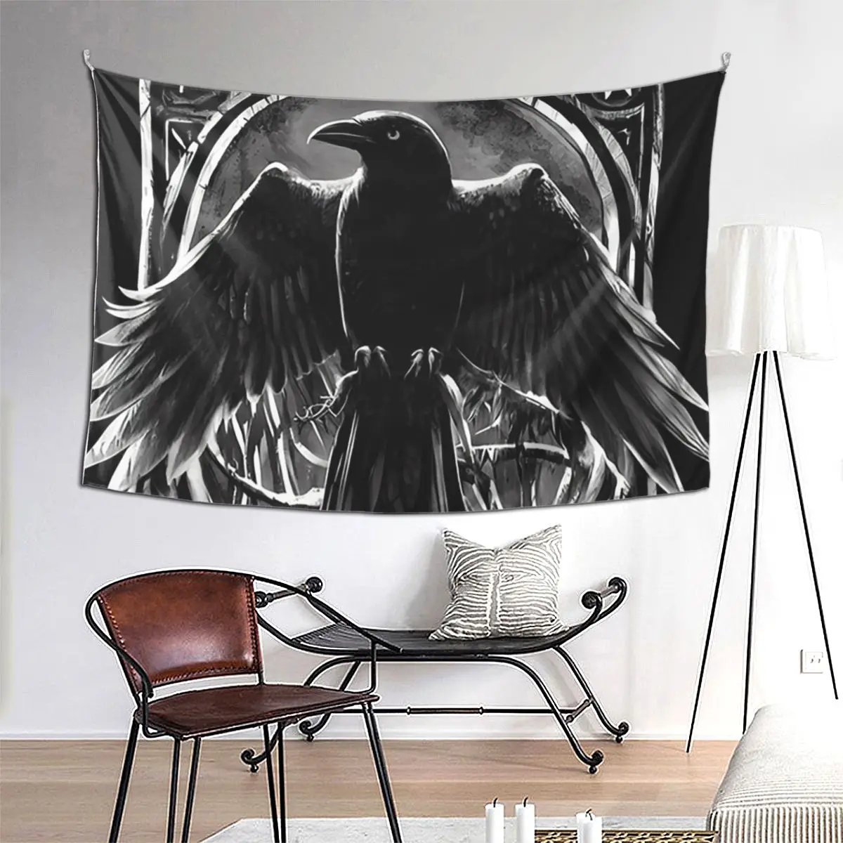 

Odin's Watcher Yggdrasil Raven Tapestry Art Wall Hanging Aesthetic Home Decoration Tapestries for Living Room Bedroom Dorm Room