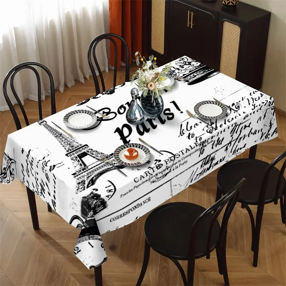 Exquisite Eiffel Tower pattern tablecloth - suitable for picnics, camping, weddings, parties, etc.