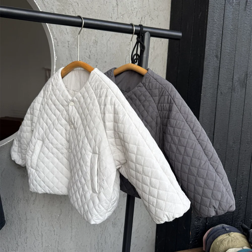 New Autumn Winter Boys Girls Korean Style Solid Color Simple Cotton Coat 2025 Children Clothing Kids Fashion Casual Loose Top
