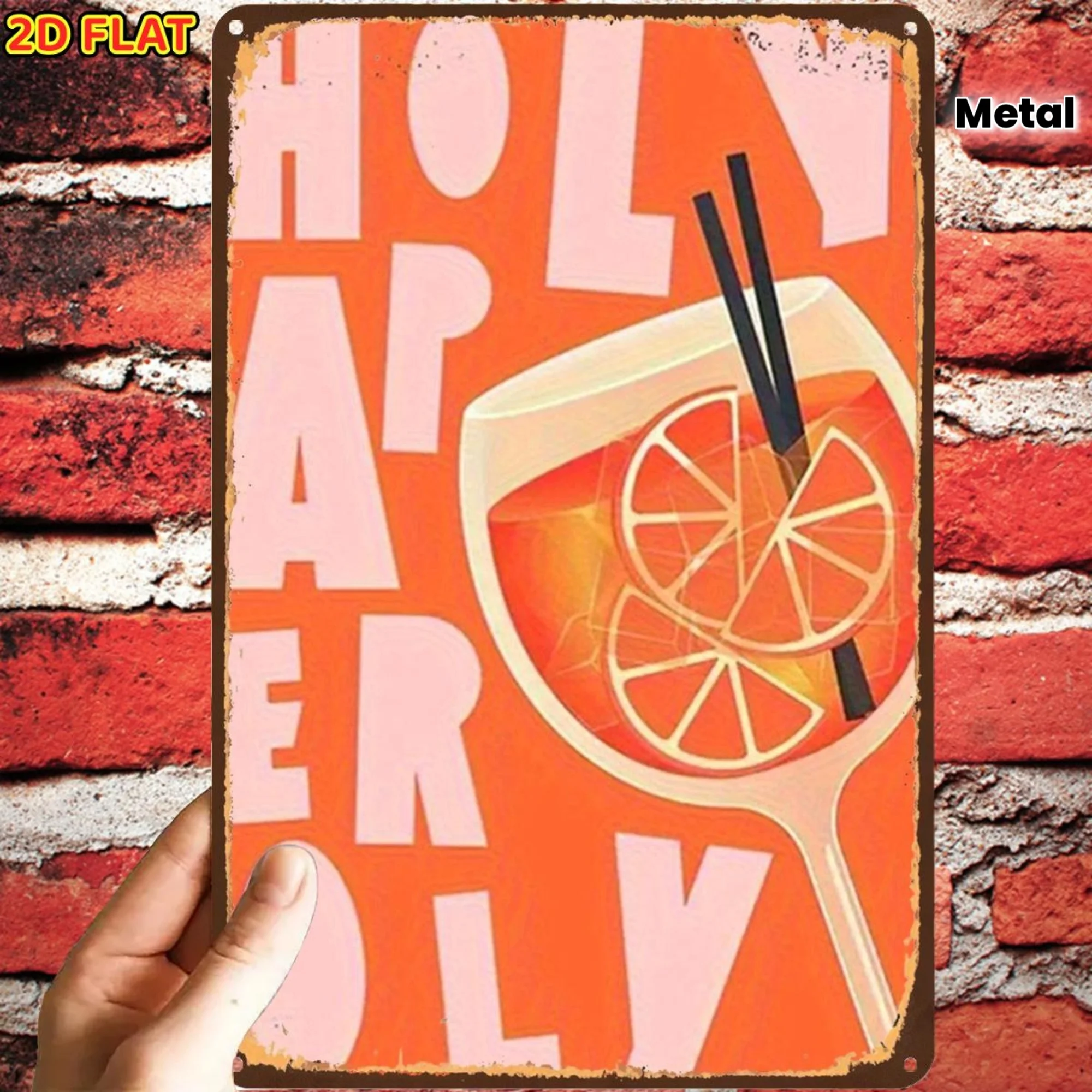 Vintage Holy Aperoly Cocktail Metallschild - Retro Getränke-Wanddekoration für Bar, Toilette, Zuhause & Terrasse