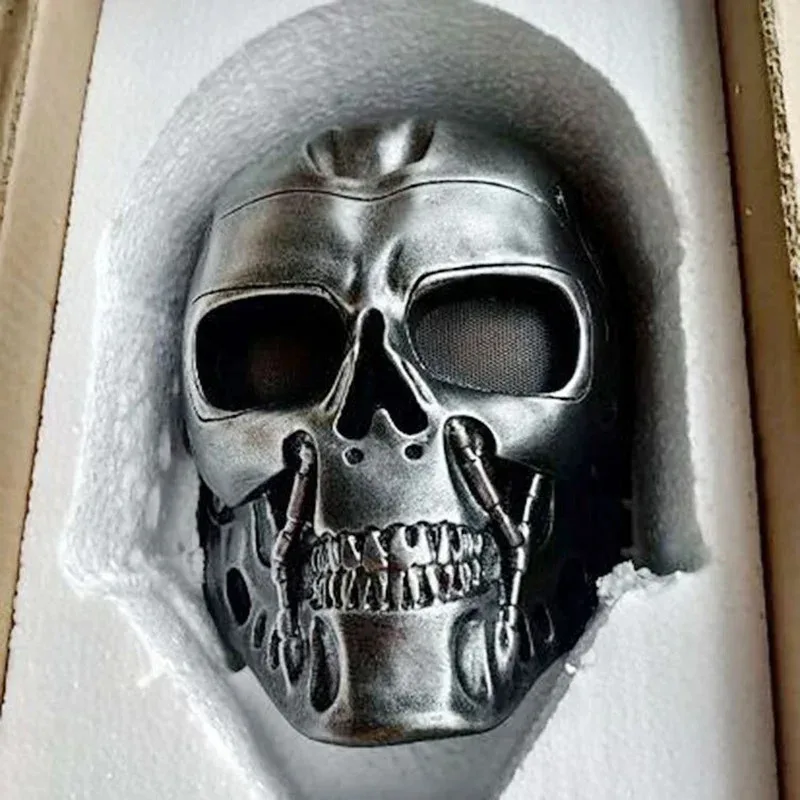 DY20Terminator Masker Halloween Masker Tengkorak Masker Rumah Hantu Dekorasi Alat Peraga Terminator Cosplay Masker CS Pelindung Wajah Penuh