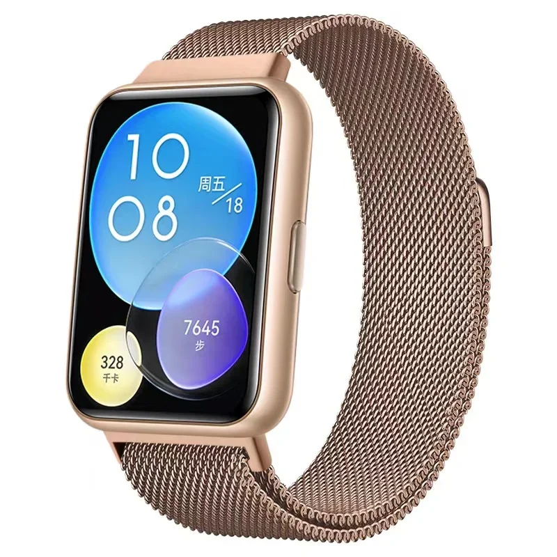 Pulseira magnética para relógio Huawei, pulseira milanesa, aço inoxidável, acessórios de metal, ajuste 2 esporte, ajuste