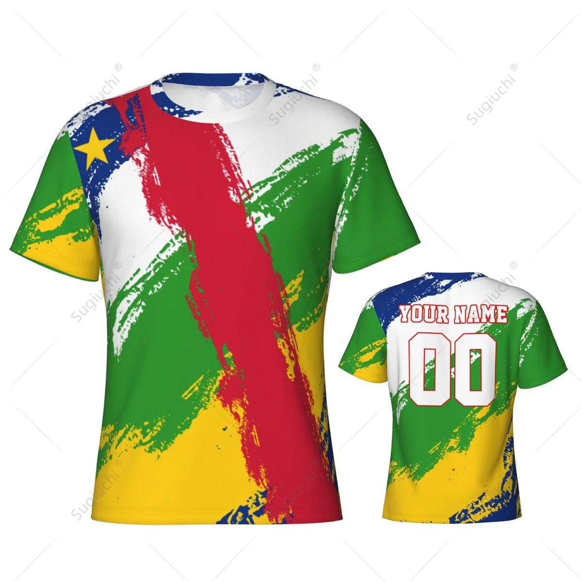 Custom Name Nunber Central African Republic Flag Color Men Tight Sports T-shirt Women Tees jersey For Soccer Football Fans 2025