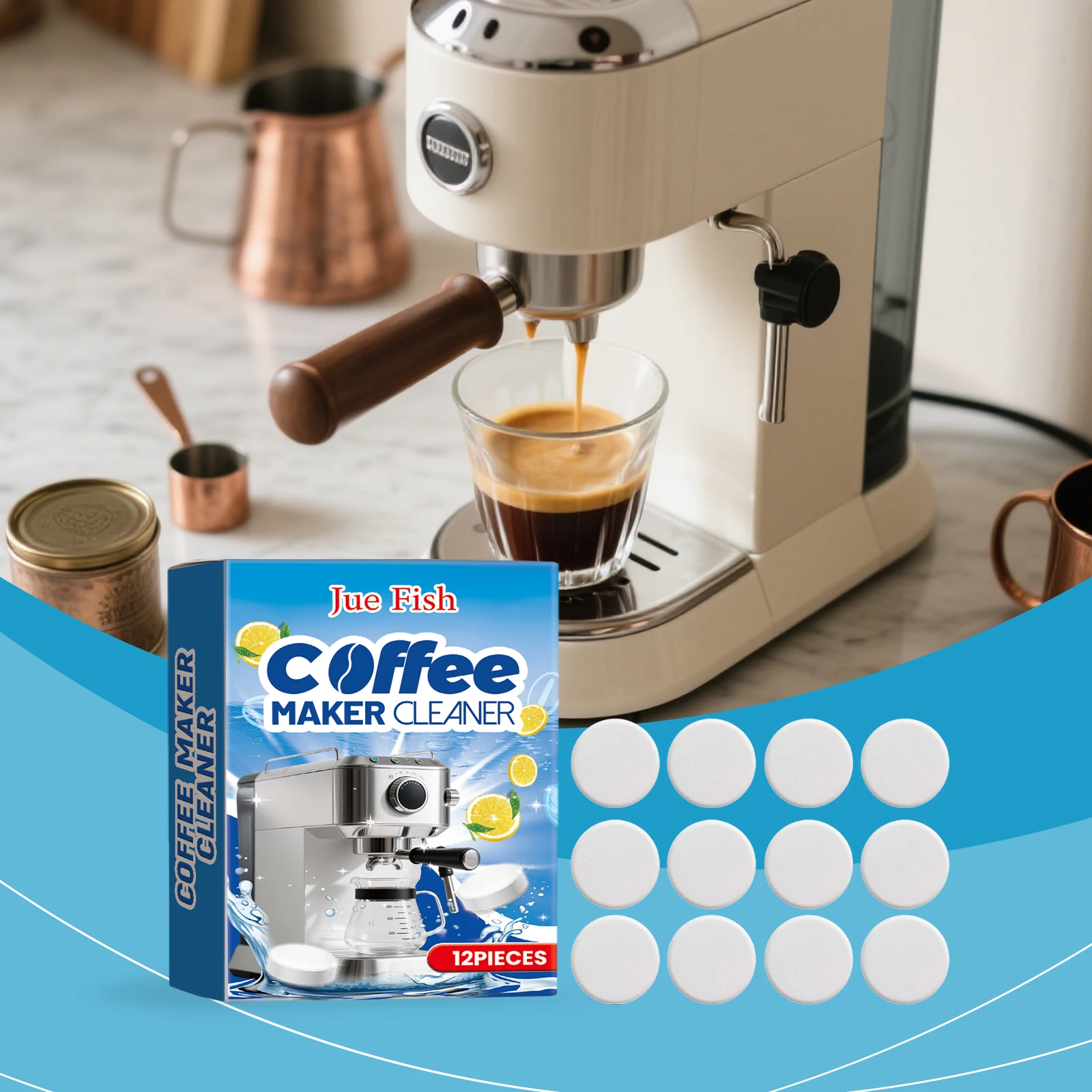 

Coffee Machine Cleaning Tablets, Stain Removal, Descaling, Filter Cleaning, Household Universal Cleaning Tablets