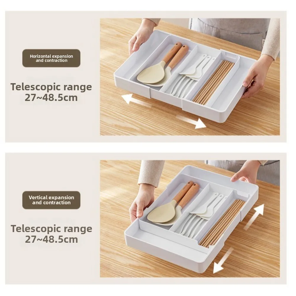 Scalable Cabinet Storage Drawer Retractable Compartment Stationery Container PET Plastic Storage Box Hidden Drawer Home