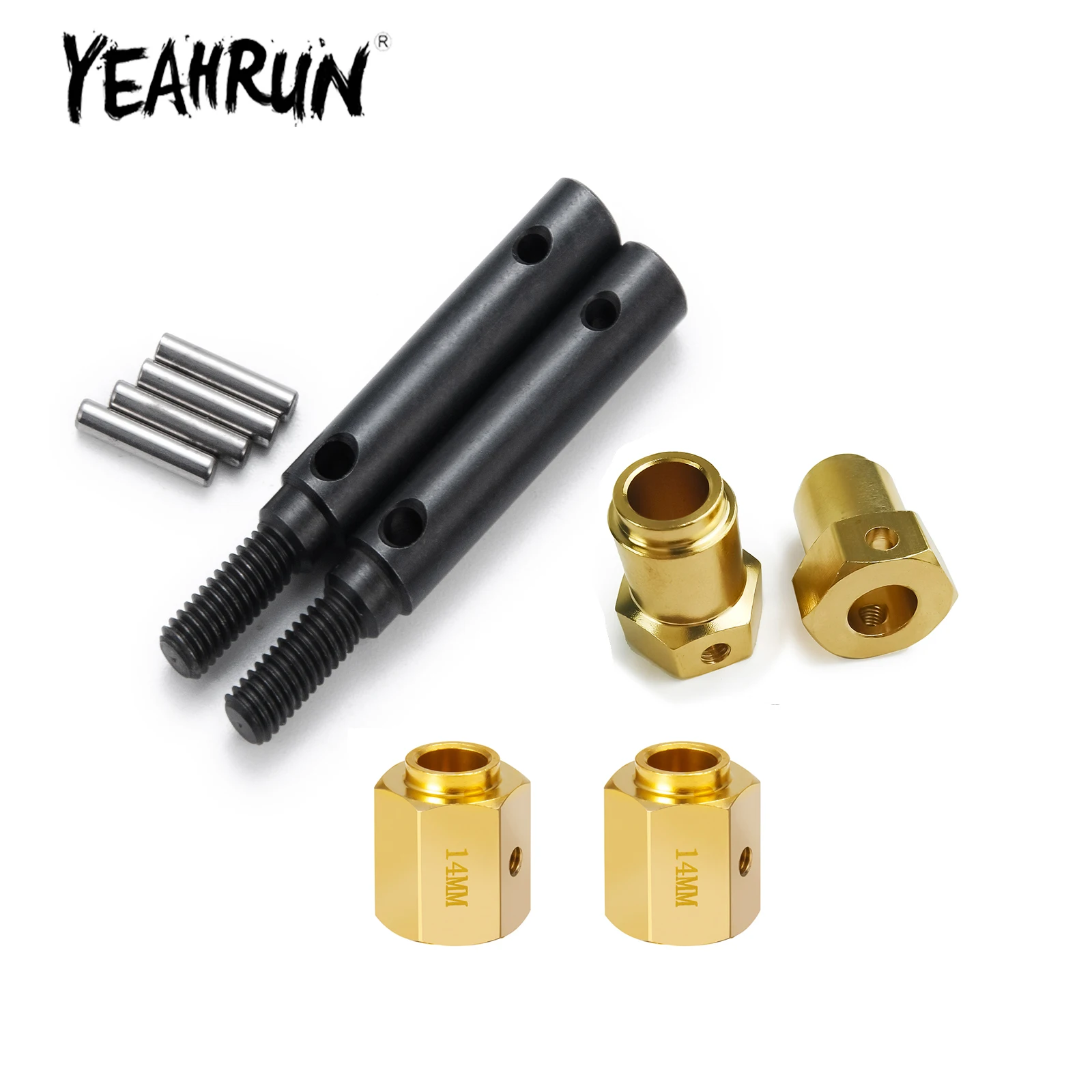 YEAHRUN 2 ชิ้นสแตนเลส Portal Stub เพลาไดรฟ์เกียร์เพลาและล้ออะแดปเตอร์ Hex สําหรับ 1/10 RC Crawler รถ TRX4 อะไหล่อัพเกรด