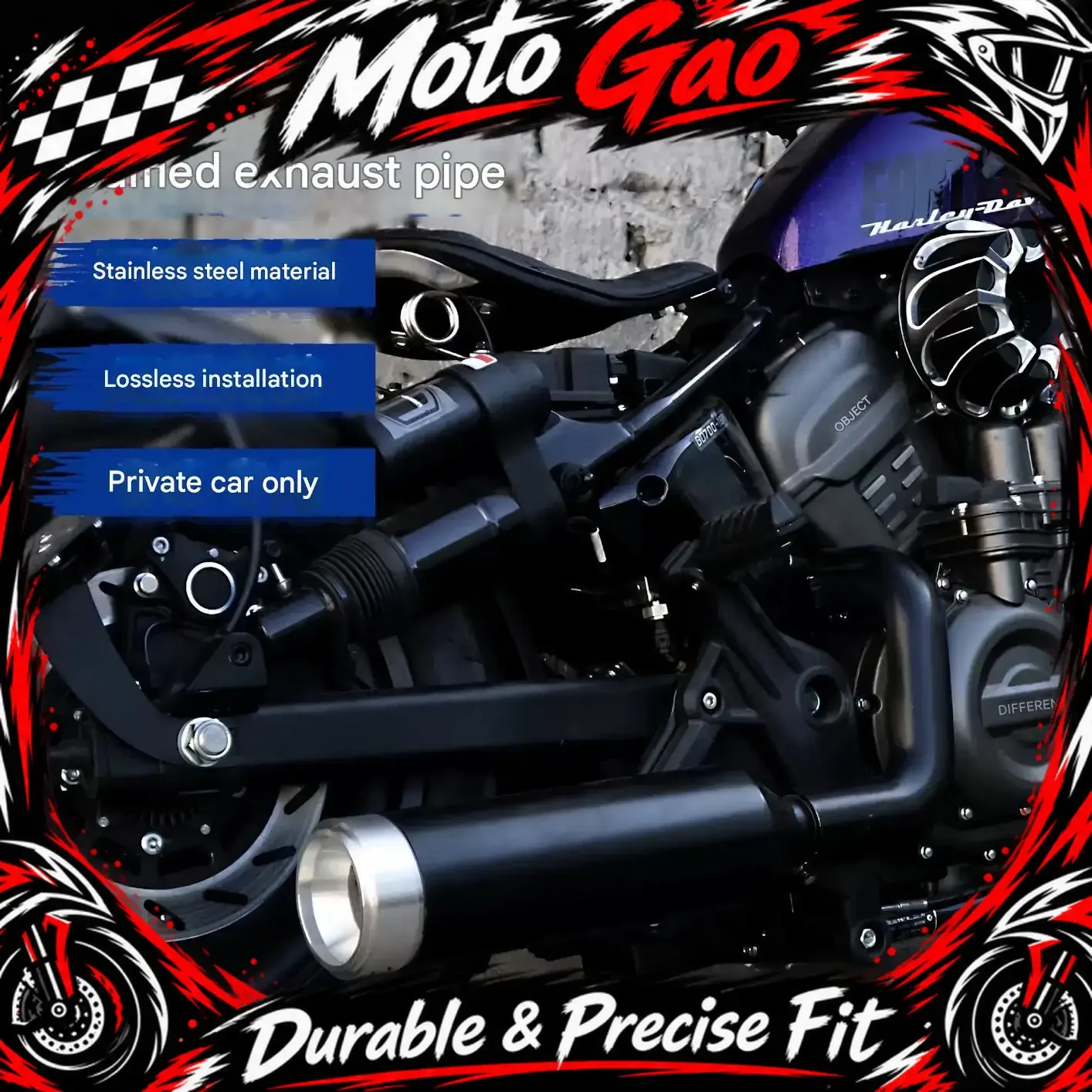 【Precise Fit】Modified black and white head cover exhaust pipe for BENDA ROCK 707