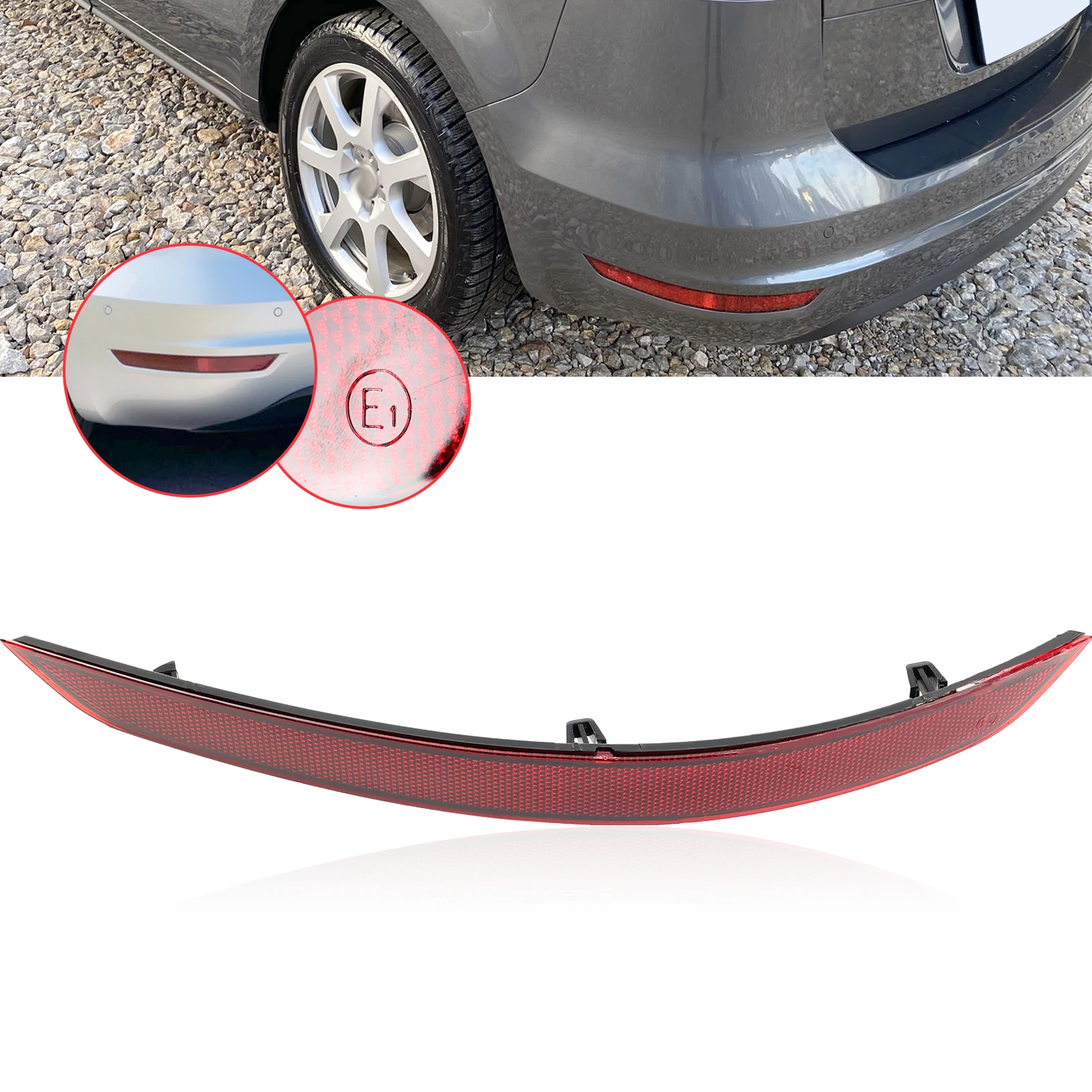 Red Left Side Rear Bumper Trim Reflector Piece Rear Bumper Reflector Lens For VW Sharan 2012-2019 For Seat Alhambra 2011-2018