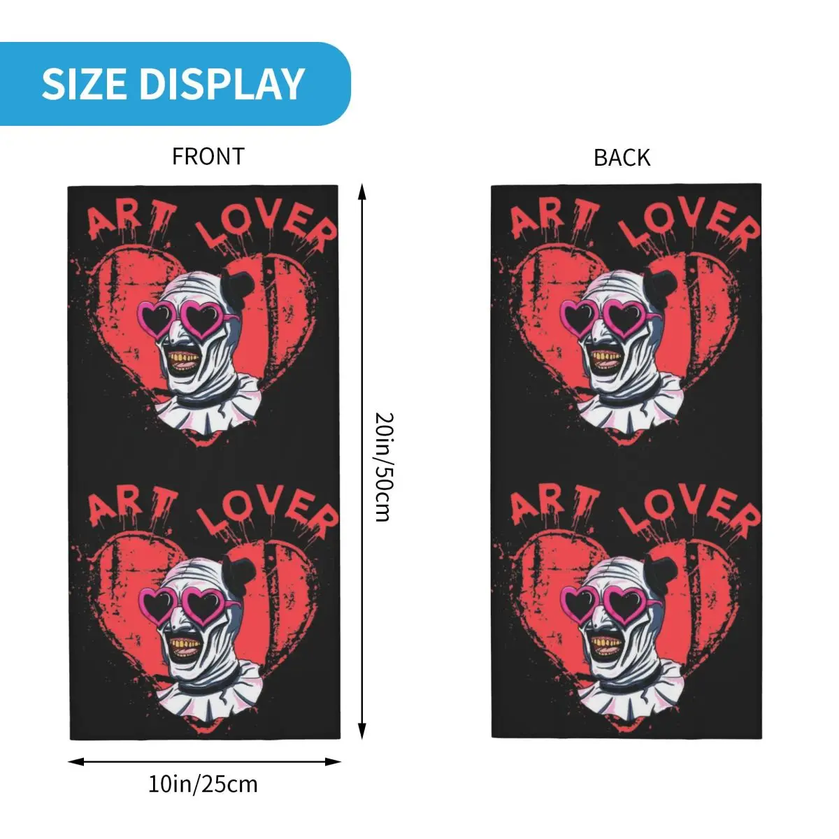 Terrifier Art The Clown Lover Bandana Neck Cover Printed Balaclavas Mask Scarf Multi-use Headwear Outdoor Sports Unisex Adult image 5