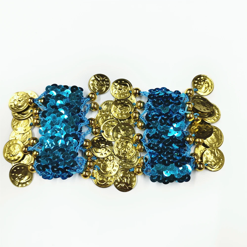 Belly Dance Bracelets Metal Coin Bracelets 1 Pair Belly Dancing Wrist Ankle Cuffs Sequins Bracelets Coin Belly Dance Accessories