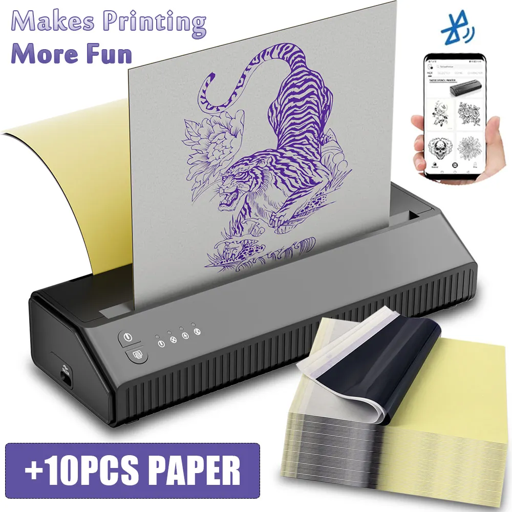 

Tattoo Stencil Transfer Printer Machine Thermal Printer Wireless Tattoo Transfer Bluetooth USB Mobile Printer Machine With Paper