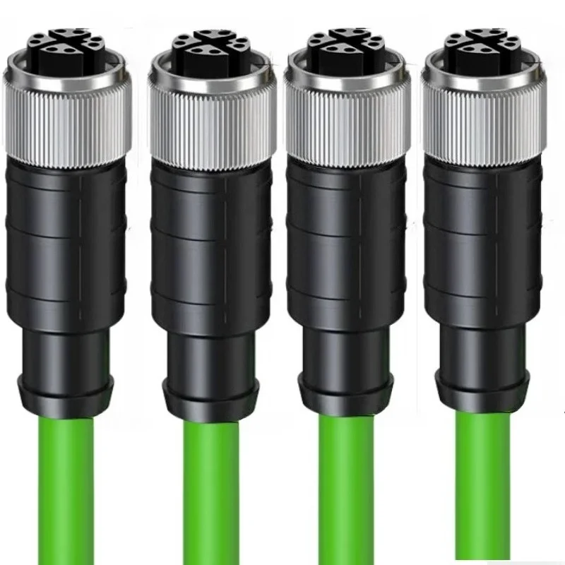 M12 X Code Female to Female Ethernet Cable Cat6 Gigabit 8 Pin High Flex Drag Chain Shielded Industrial Camera Patch Cord 26AWG