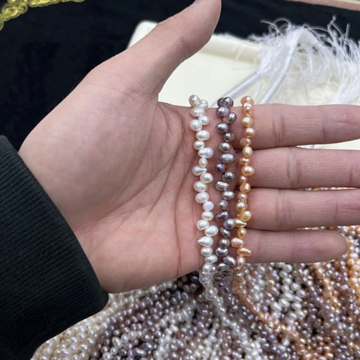 Natural Pearl White Orange Purple 4-5mm Irregular Freshwater Necklace Semi-Finished Baroque DIY Materials  Accessories Jewelry