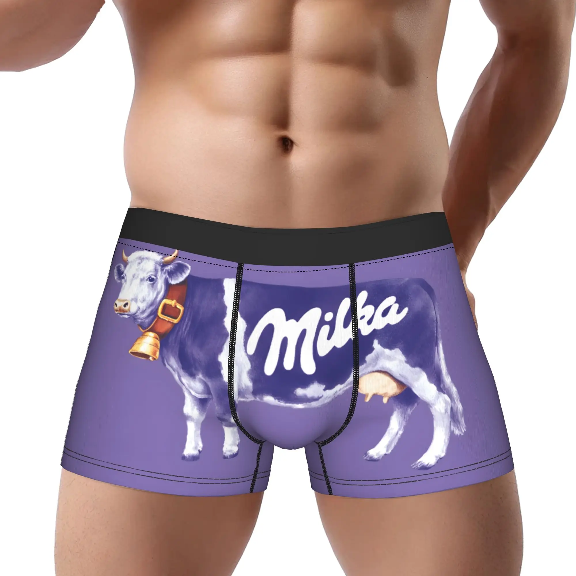 1piece Purple Cow Milk Chocolate Underpants Breathbale Panties Male Underwear Comfortable Shorts