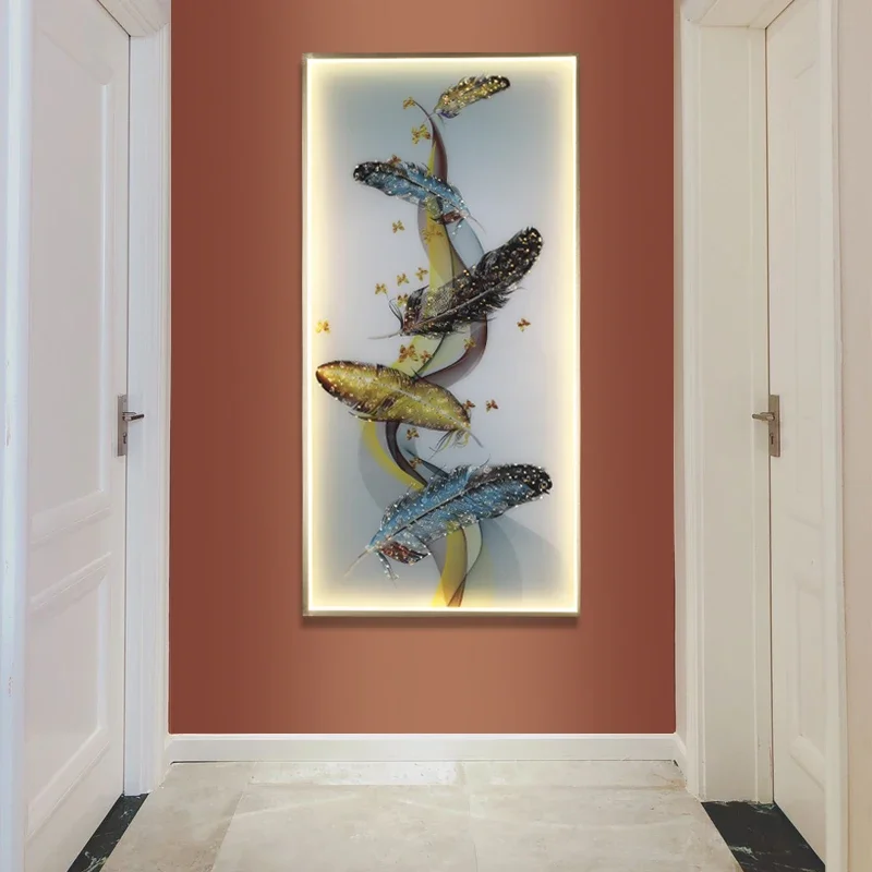 Hongcui Modern Wall Lamps Feather Figure LED Sconces Rectangle Mural Light Creative Home For Aisle