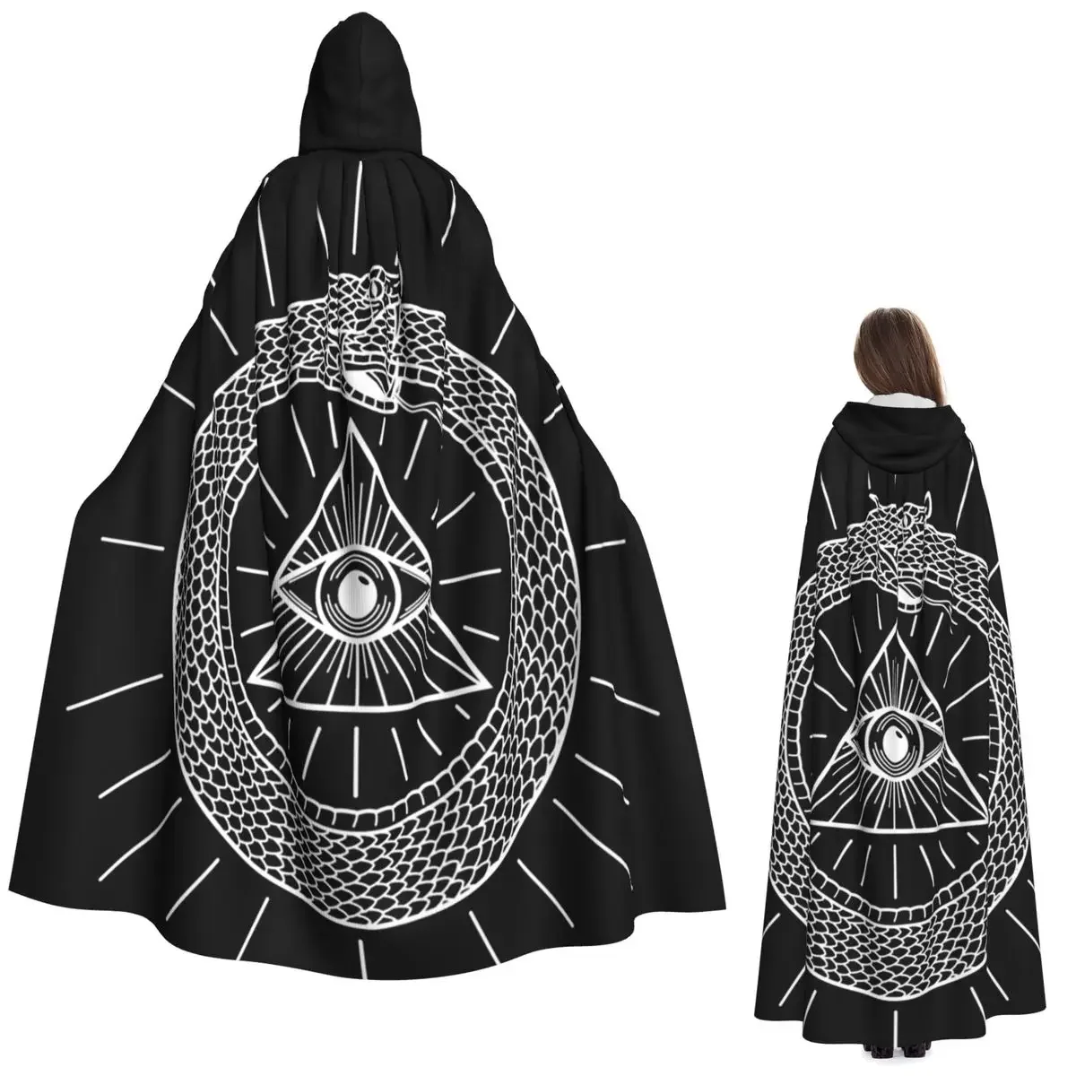 

Long Hooded Cloak Witch Medieval Costume Cosplay Cape HalloweenParty Adult Unisex