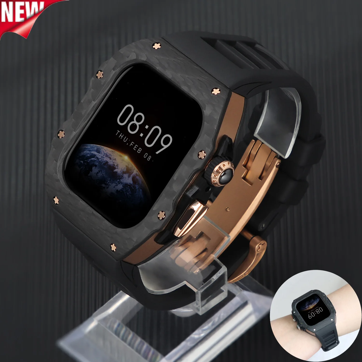 

Stainless Steel Modification Kit for Apple Watch Series 10 42/46mm Luxury Mod Silicone Strap for Apple Watch Series 10 Bracelet