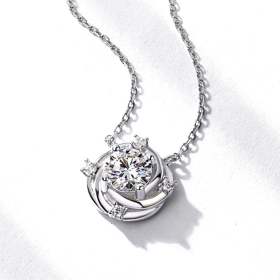 

2024 new fashion rose pendant S925 sterling silver four-claw Mosan diamond necklace female manufacturers wholesale