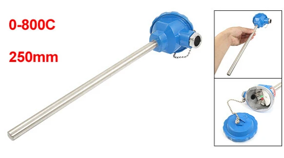 0-800C K Type 250mm Rod Temperature Transmitter Sensor Thermocouple Element WRN-130K