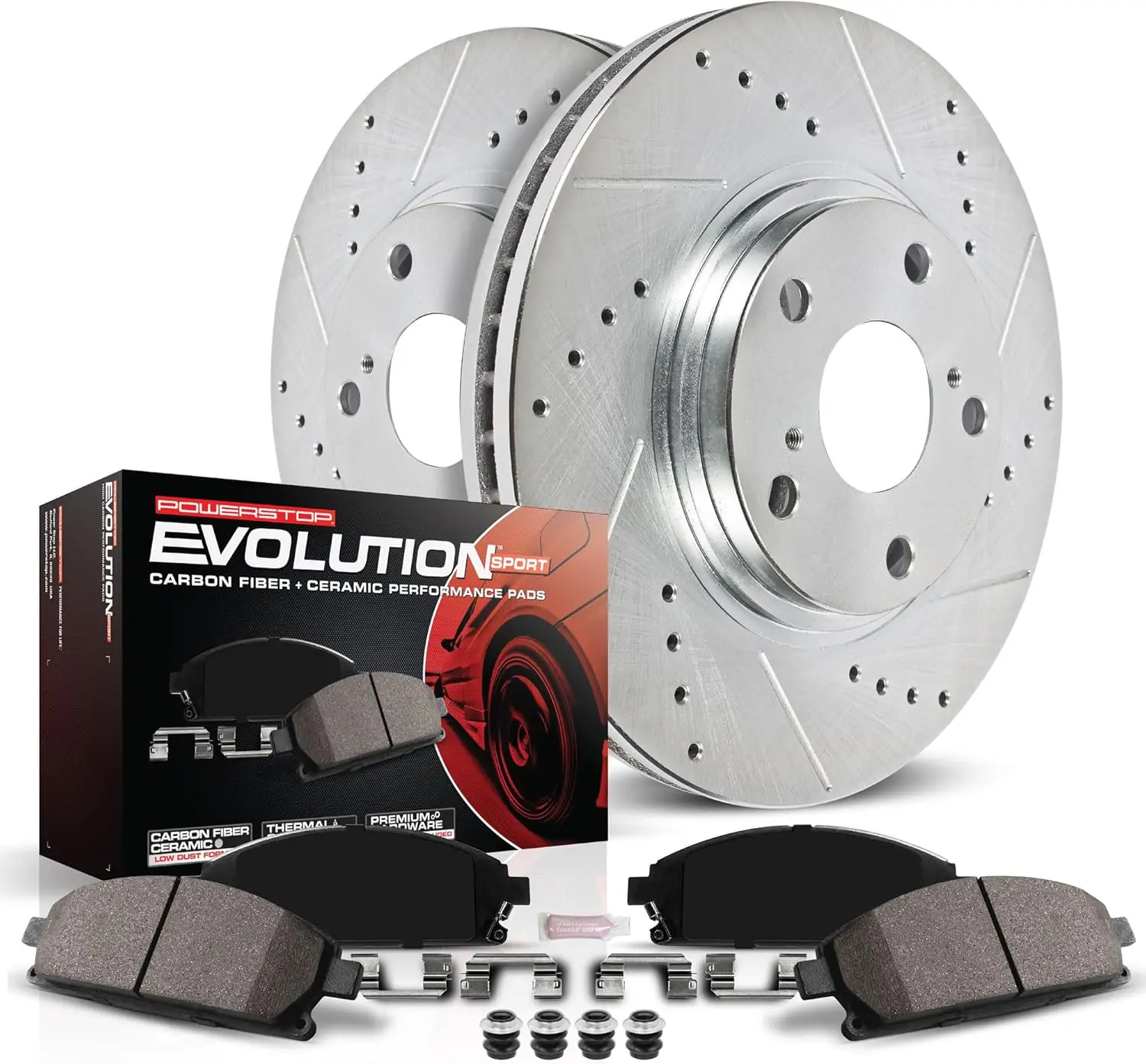 

Carbon-Fiber Ceramic Brake Pads & Drilled Slotted Rotors for Toyota FJ Cruiser, Tacoma, 4Runner - Front Replacement Kit