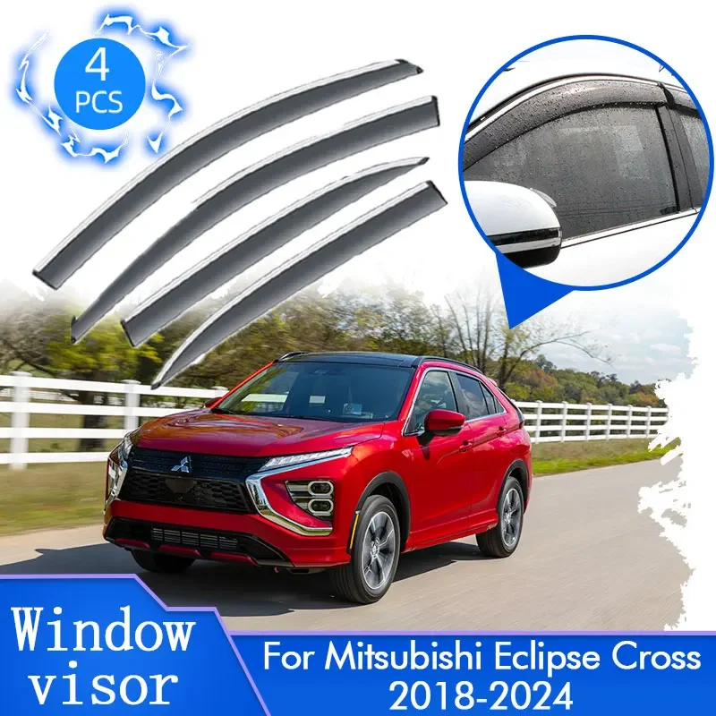 For Mitsubishi Eclipse Cross GK GL YA 2018~2024 Rain Deflector Guard Vent Covers Window Visor Protector Exterior Accessories