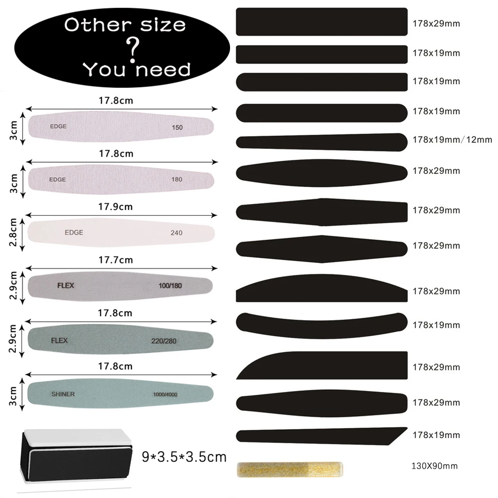 Sample fee of custom nail files with logo nail files 100/180 grit 80/240/1000/4000 custom logo nail files bulk/pack Wholesale