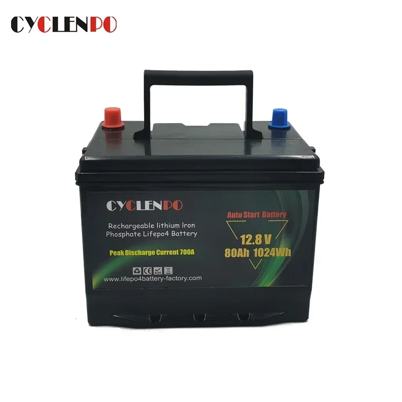 Factory wholesale lifepo4 12v lithium starter battery 80ah for cars and trucks