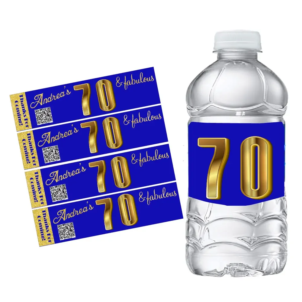 Personalised Royal Blue Birthday Water Bottle Labels Wine Champagne Labels Stickers Candy Wrapper Wedding Baby Shower Decoration