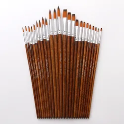 12 Pcs/Set Retro Wooden Nylon Hair Brush Pen DIY Watercolor Oil Acrylic Painting Brushes Art Drawing Tool Supplies