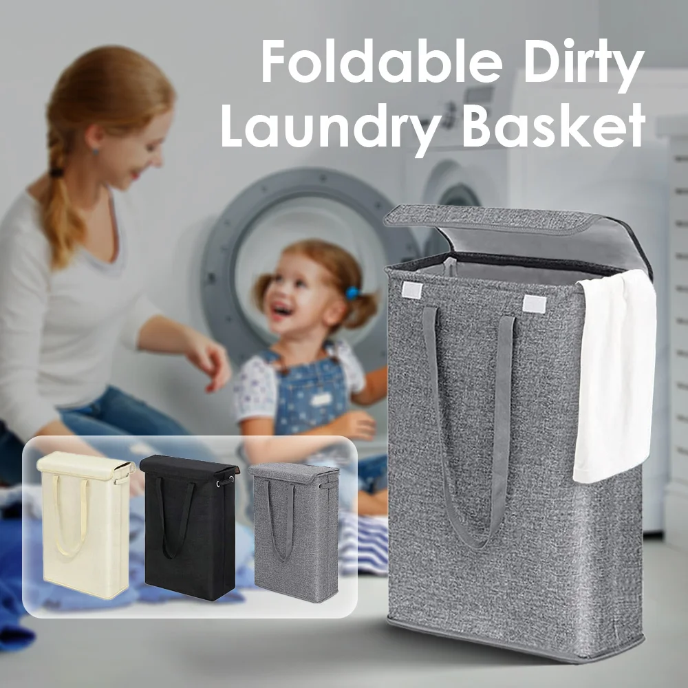 

45L Foldable Dirty Laundry Basket with Cover Dust-proof Clothes Trousers Socks Home Organization Drawer Wardrobe Storage Box New