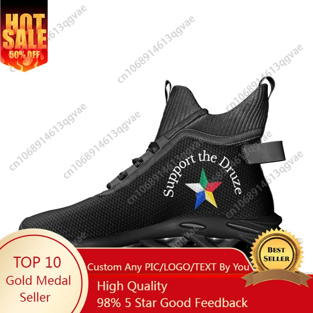 

Support The Druze Logo Druze Star High Top Flats Sneakers Mens Womens Sports Running Shoes Lace Up Mesh Footwear Custom Shoe