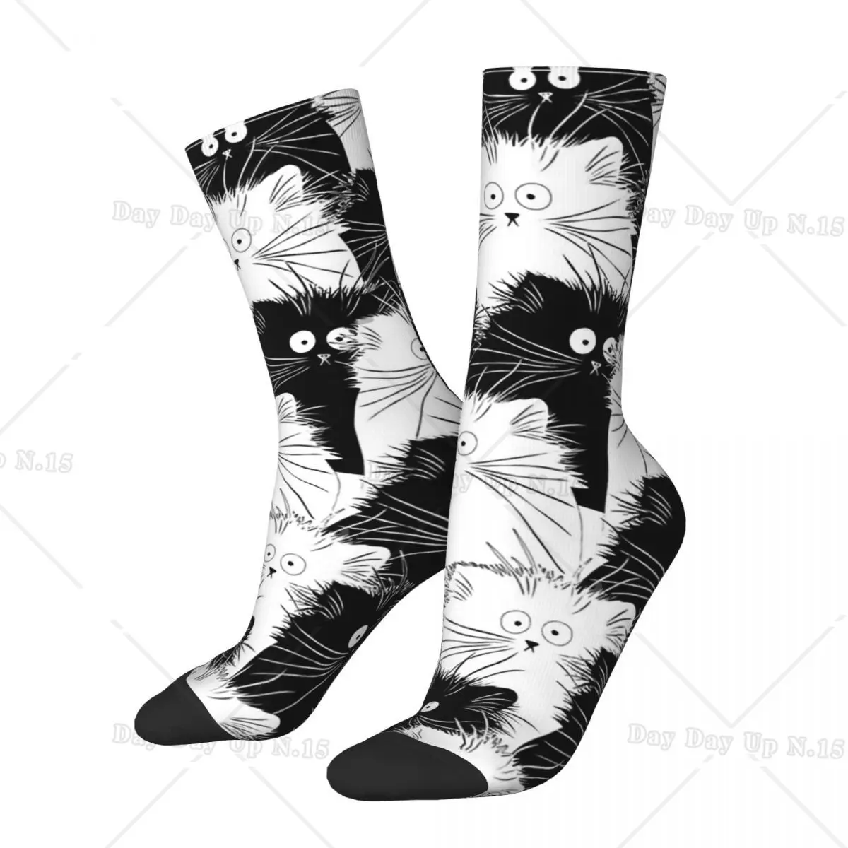 Cat Cute Kawaii Animal Aniamls Black White Pattern Unisex Winter Socks Running Happy Socks street style Crazy Sock