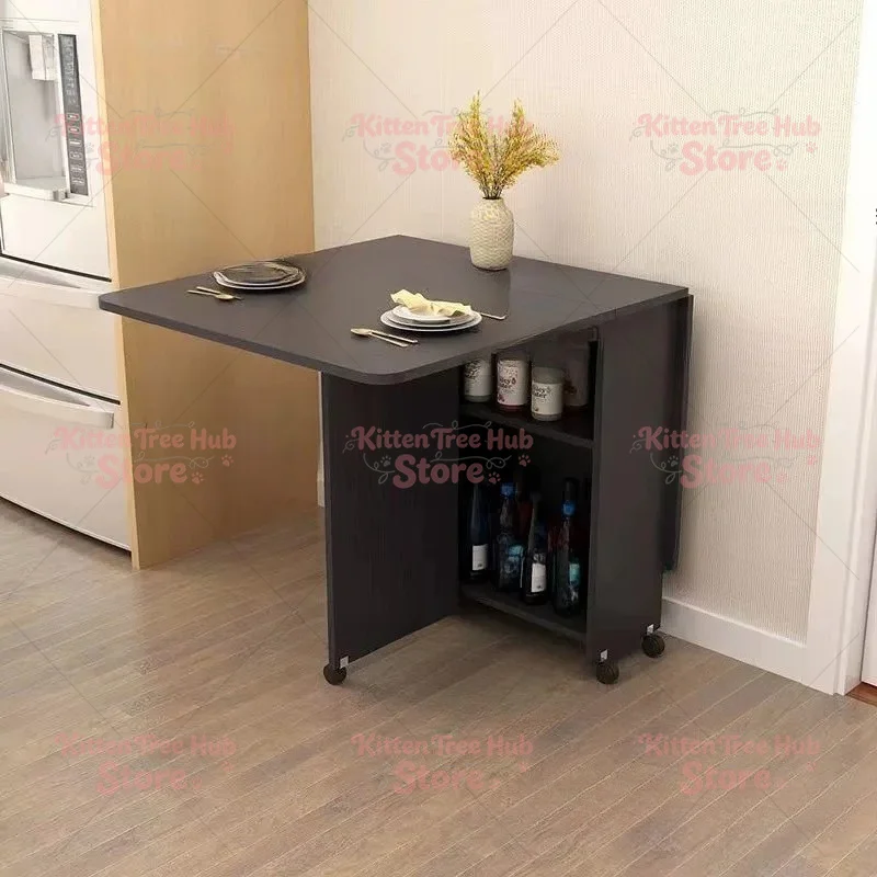 Modern Simple Folding Dining Table Multifunctional Movable Extendable Storage Table Home Living Room Kitchen Furniture