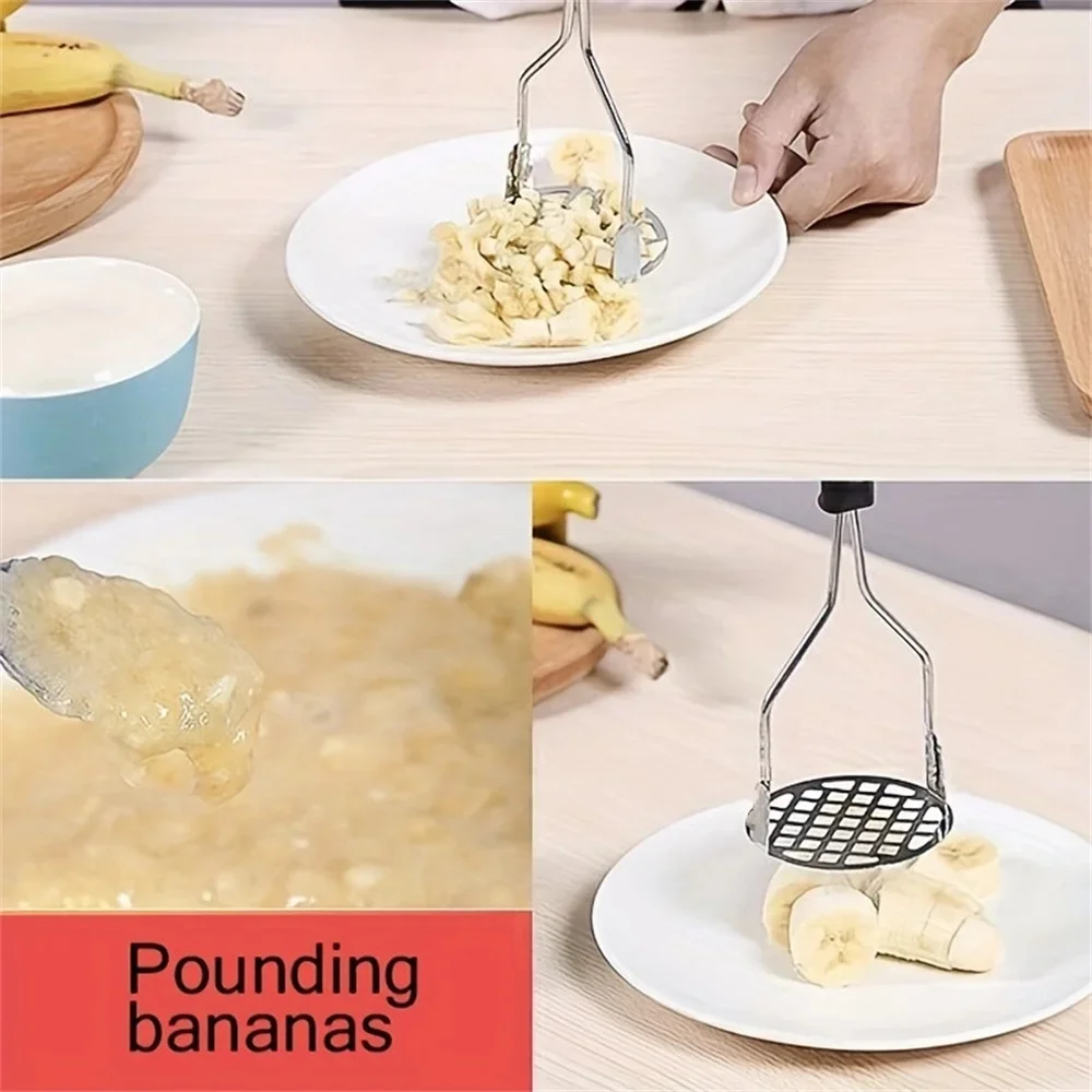 Stainless Steel Potato Masher Manual Fruit Vegetable Pressure Mud Machine Kitchen Children Food Crusher Complementary Gadget view 5