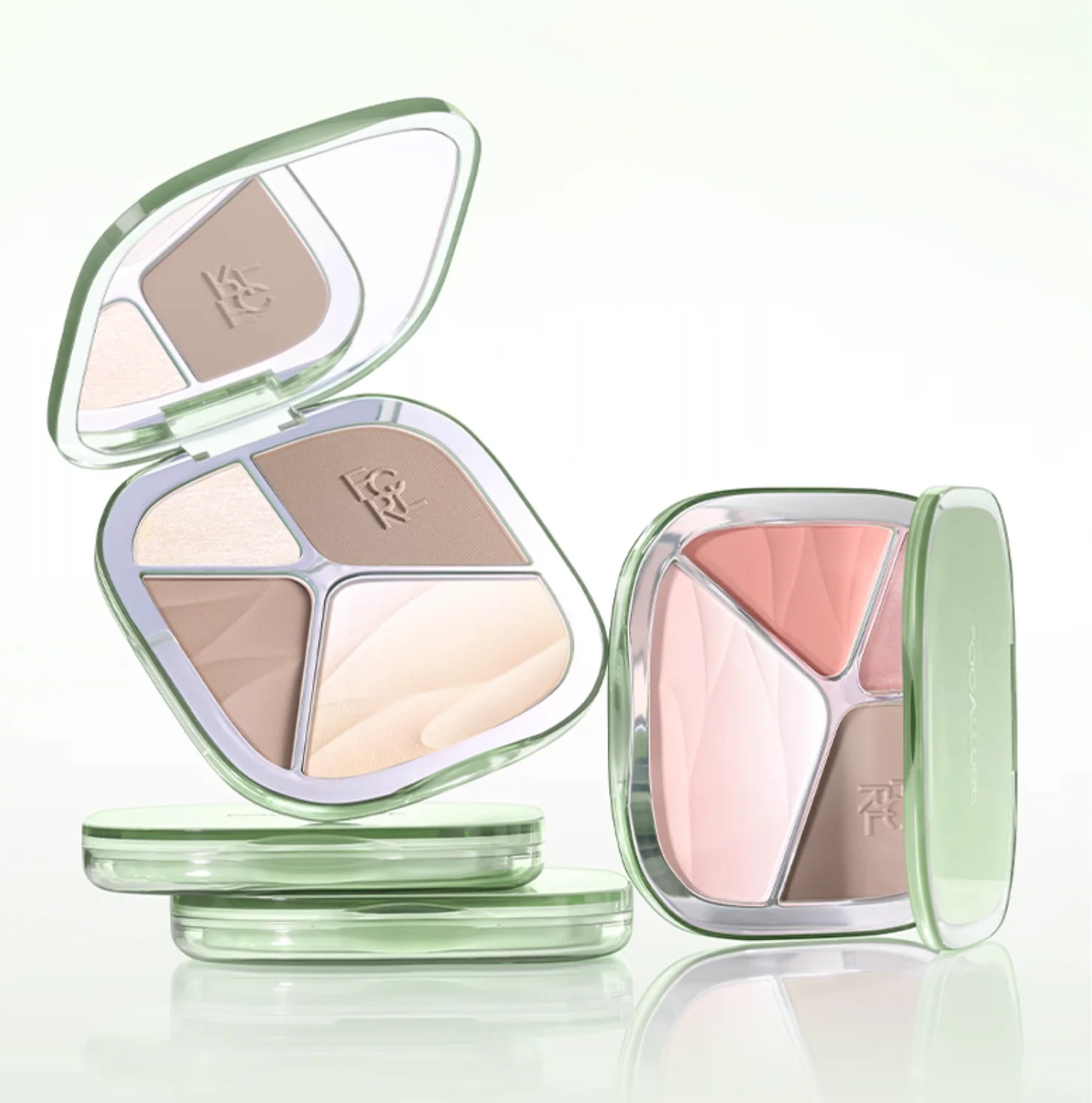 لوحة مزج أحمر الخدود الخفيفة والظل من فوكالور، هايلايتر غائم فالي، مستحضرات تجميل للوجه لامعة وغير لامعة #1