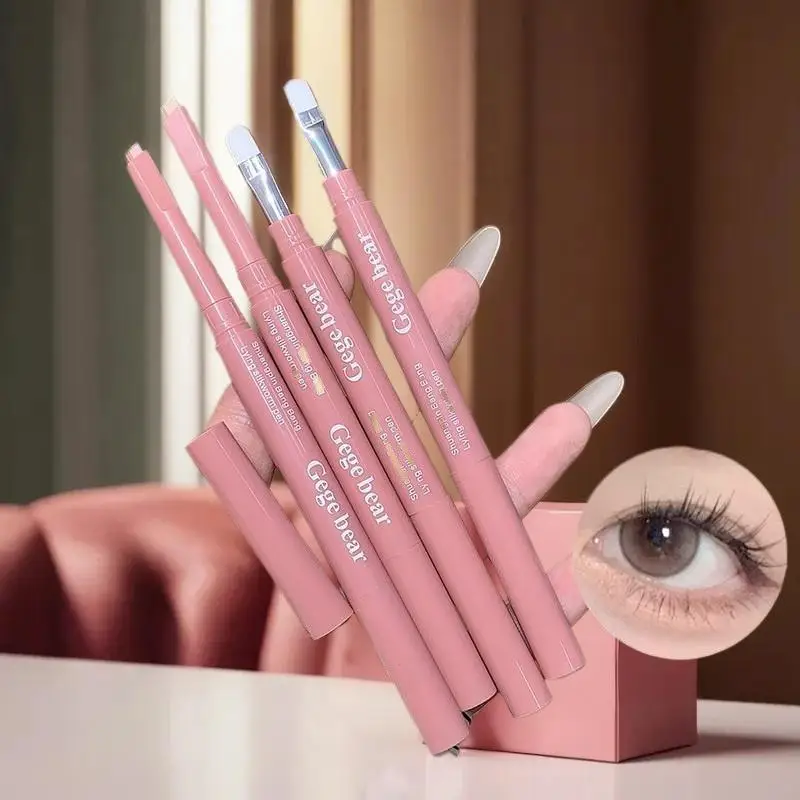 게게 베어 2 in 1 바이컬러 리딩 펜슬 삼각형 헤드 하이라이터 언더 아이 펜슬 아이섀도우 브라이트닝 방수 메이크업 도구