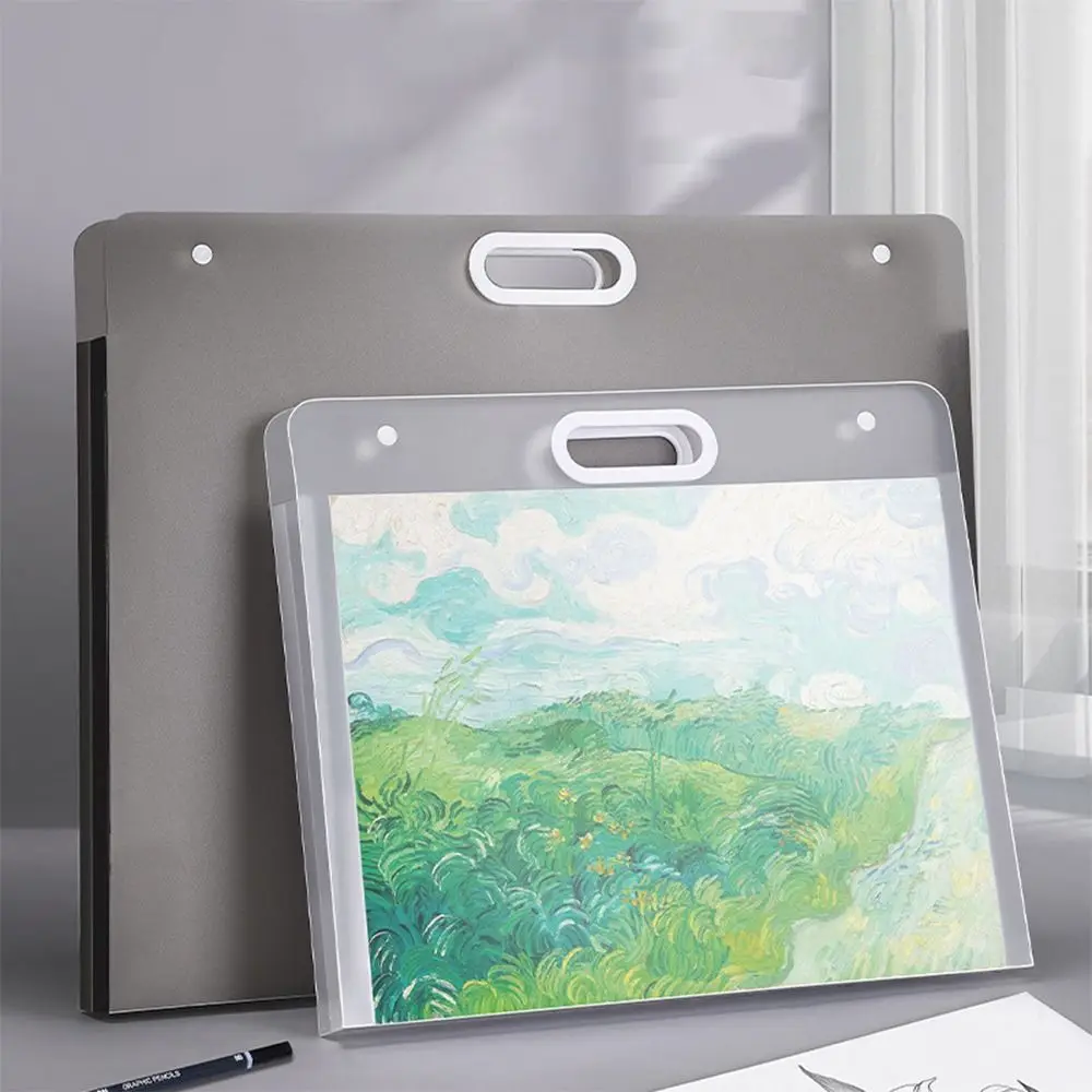 

Simple A2/A3/A4 File Folder Portable Four Layers Painting Paper Storage Bag Waterproof 4K/8K/16K Drawing Bag Student Gift