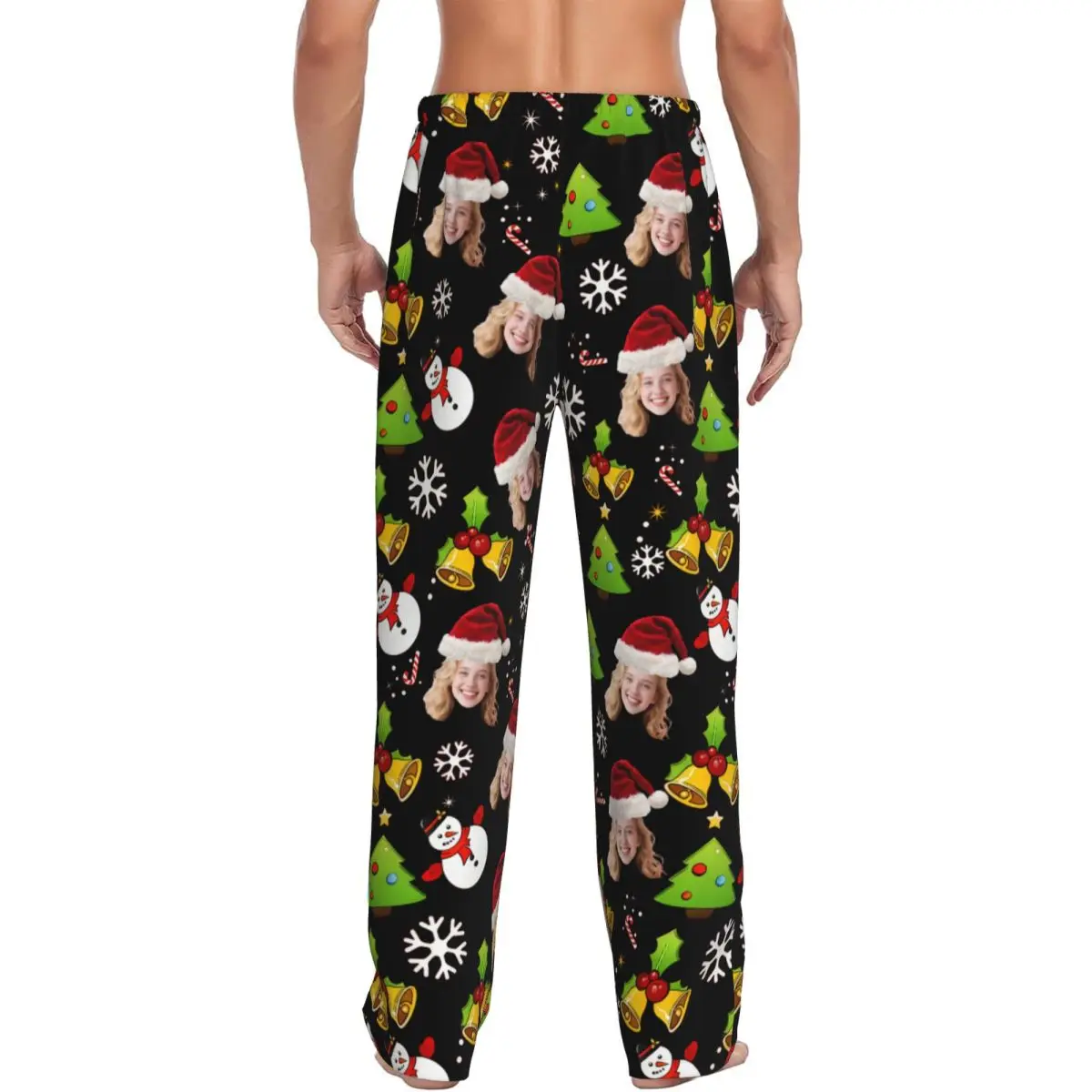 Pantalones de pijama personalizados con foto de cara personalizada de Navidad para hombre, ropa de dormir, pantalones de salón con bolsillos