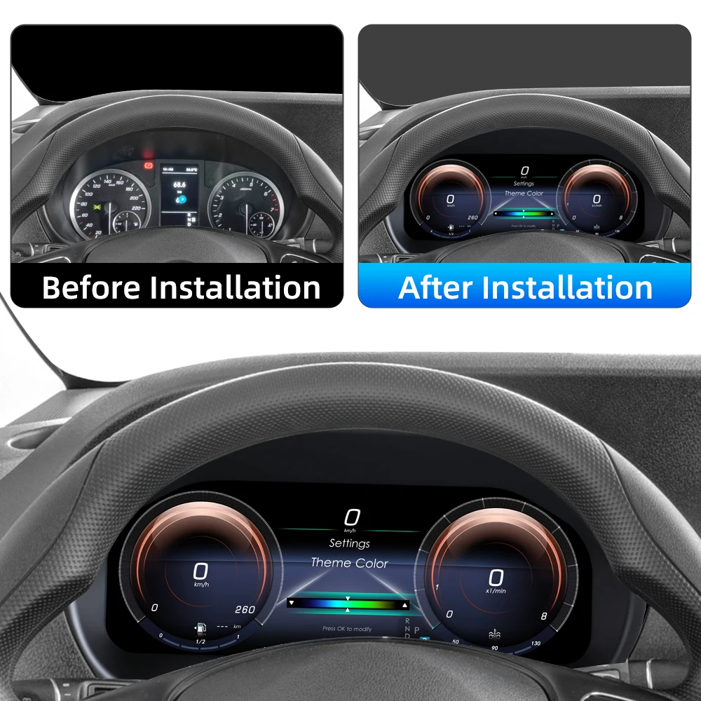 

Dashboard Carplay For Mercedes-Benz Vito 2016~2023 Cluster Screen 2K Digital speedometer LCD instrument panel 4+3 Colour UI